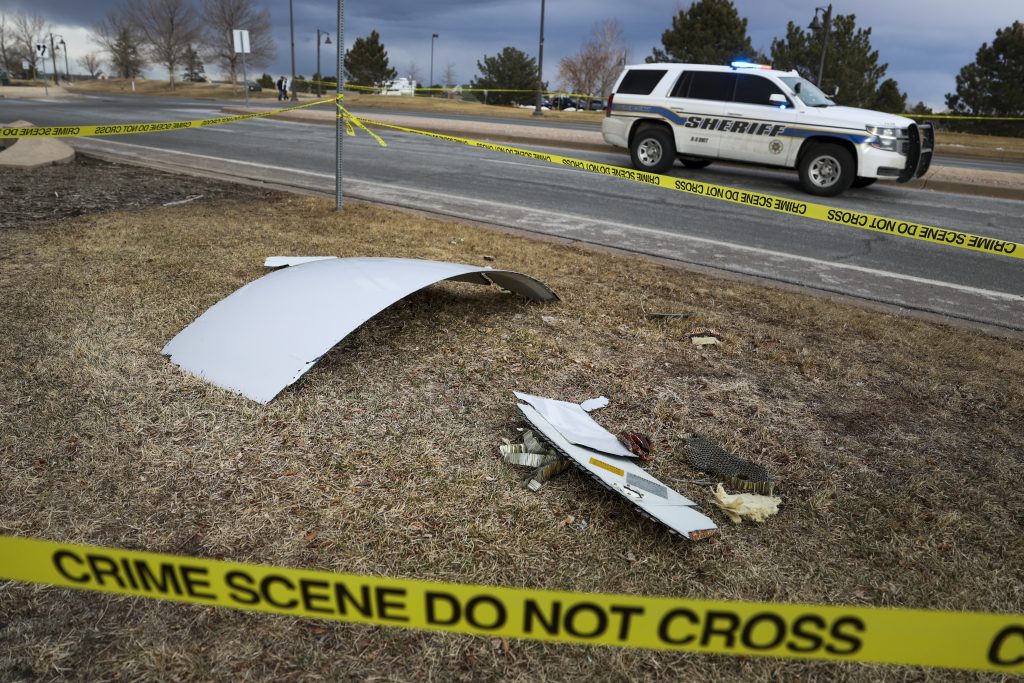 An engine on the Boeing 777 exploded after takeoff from Denver, United States, prompting the flight to return to Denver International Airport where it landed safely, Feb. 20, 2021. (AFP)