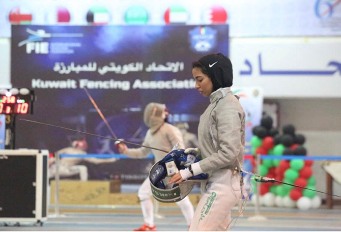 Inspired by her father’s athletic career, Ruba Al-Masri took up fencing three years ago, and has since claimed silver and gold medals in local and international championships. (Supplied)