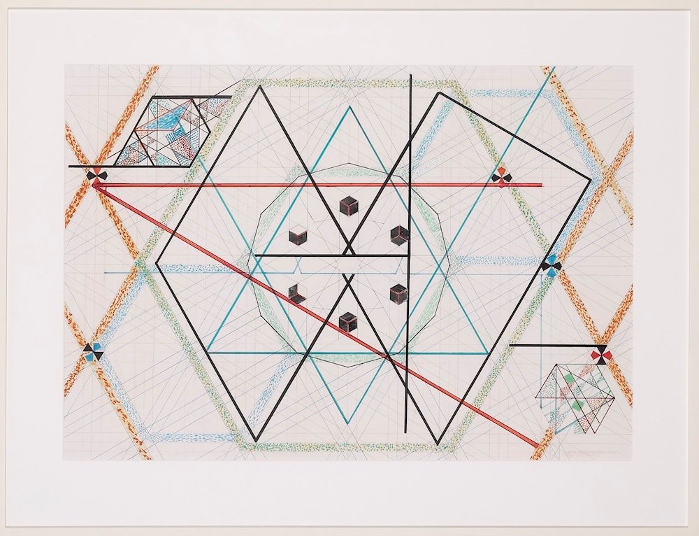 Monir Shahroudy Farmanfarmaian (known as Monir) (b. 1922 – d. 2019), Untitled. Coloured markers and mirror on paper, 2005. Funded by CaMMEA. (Supplied)