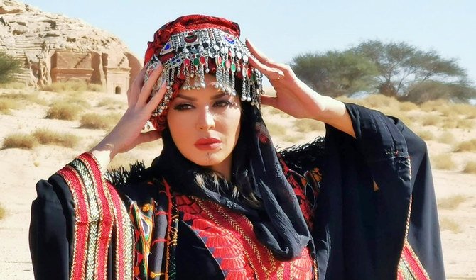 A lovely women in ancient costumes is seen at the tourism site of AlUla. (Supplied)