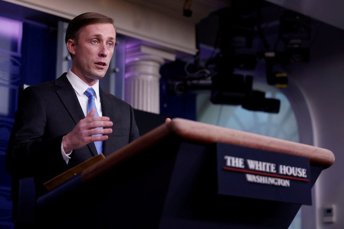 White House National Security Adviser Jake Sullivan delivers remarks during a press briefing inside the White House in Washington, US (File/Reuters)
