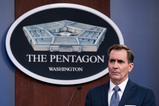 Pentagon spokesman John Kirby speaks during a media briefing at the Pentagon, in Washington, on Feb. 17, 2021. (AP file photo)