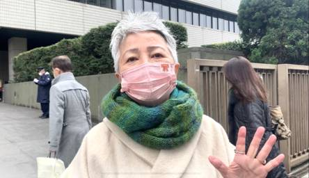 A plaintiff, a Fukushima victim appeals for the 57 hearing for financial compensation for Fukushima nuclear disaster. (ANJ photo)