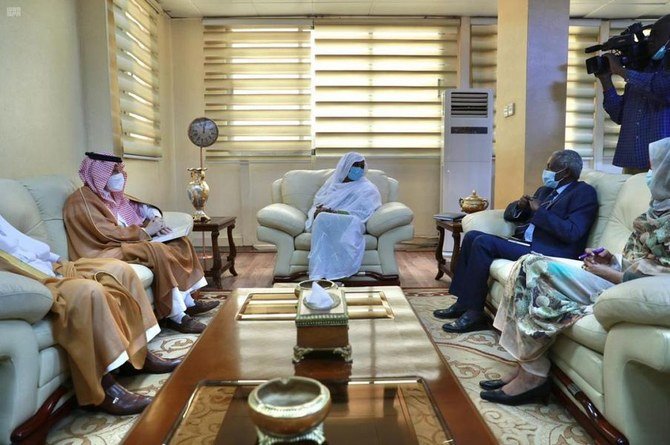 Saudi Minister of State for African Affairs, Ahmed Abdul Aziz Kattan, held a meeting with Sudanese foreign minister Mariam Sadiq Al-Mahdi on Wednesday, Feb. 17, 2021. (SPA)