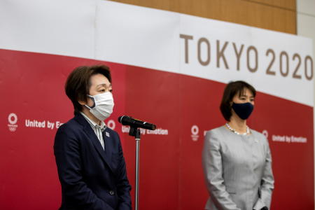 Tokyo 2020 Organizing Committee President Seiko Hashimoto speaks to media after video conference with IOC executive board in Tokyo, Japan, February 24, 2021. (Reuters)