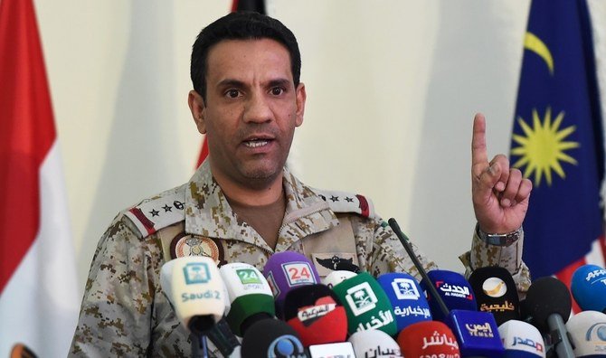 The spokesman of the Saudi-led Arab coalition, Col. Turki Al-Maliki, said that the Houthi militia’s attempts to attack civilians and civilian areas constituted as a war crime. (File/AFP)
