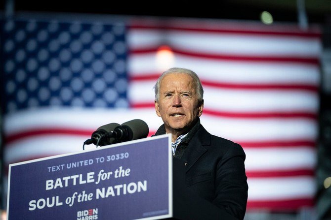 Joe Biden speaks during a drive-in campaign rally at Heinz Field on Nov. 02, 2020, in Pittsburgh, Pennsylvania. (Getty Images)