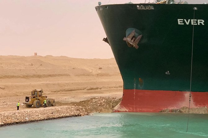 The 400-metre, 224,000-tonne Ever Given ran aground in the Suez Canal after losing the ability to steer amid high winds and a dust storm. (AFP)