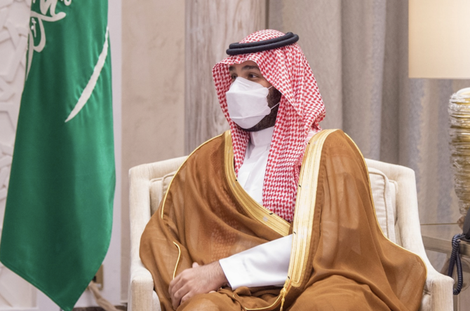 Saudi Crown Prince Mohammed bin Salman meets China’s Foreign Minister Wang Yi in Neom. (SPA)