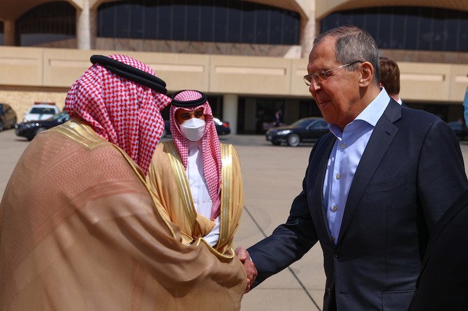 Russia’s Foreign Minister Sergey Lavrov arrived in the Saudi capital, in Riyadh on an official visit on Wednesday, March 10, 2021. (SPA)