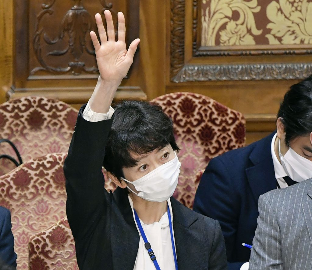 Makiko Yamada, public affairs official of Japanese Prime Minister Yoshihide Suga's cabinet resigned Monday after she acknowledged she had a 70,000 yen ($700) dinner paid for by a broadcaster that employs Suga’s son, Seigo Suga.(File photo/Kyodo News via AP)