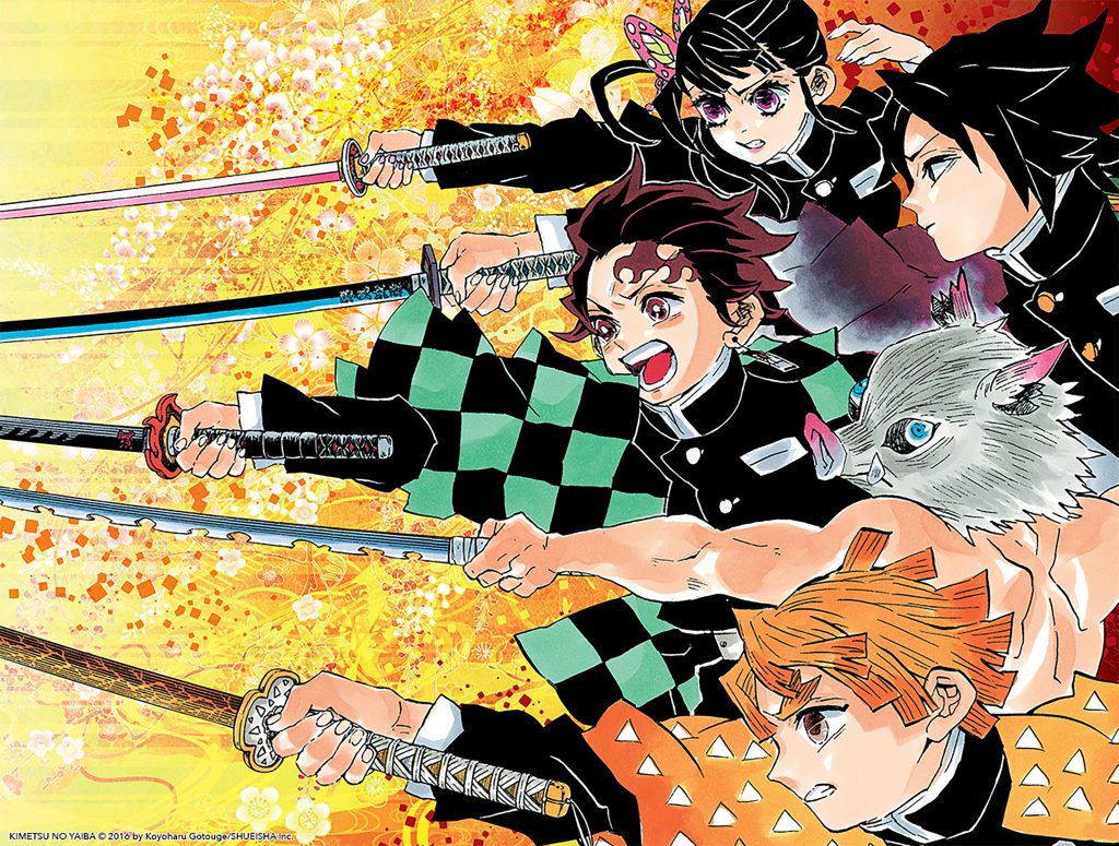 This image released by KIMETSU NO YAIBAÂ©2016 by Koyoharu Gotouge/SHUEISHA Inc. shows a scene of the manga book Demon Slayer. (Via AP)