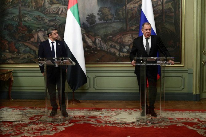 UAE Foreign Minster Sheikh Abdullah bin Zayed made the remarks during a joint news conference with his Russian counterpart Sergey Lavrov in Abu Dhabi. (AFP)