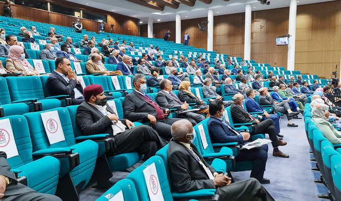 A total of 132 members of the 188-strong House of Representatives gathered to vote on interim Prime Minister Abdul Hamid Dbeibah’s Cabinet lineup. (File/AFP)