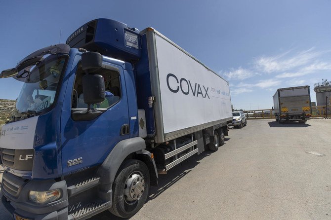 The supplies are the Palestinian Authority’s first doses from the WHO’s COVAX initiative and they would be enough to vaccinate 31,000 people out of a population of nearly 5 million Palestinians in the Israeli-occupied West Bank and Gaza. (File/AP)