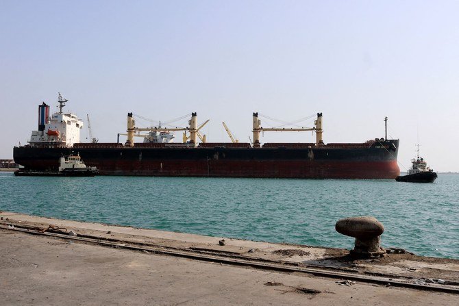 A picture shows the port of Yemen's Red Sea coastal city of Hodeida, around 230 kilometres west of the capital Sanaa. (File/AFP)