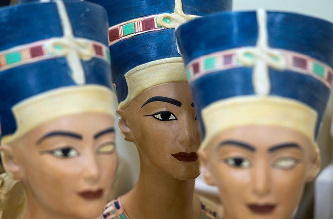 Replicas of the Nefertiti Bust in the workshop of the Replica Production Unit at Salah Al Din Citadel, Cairo, Egypt. (EPA)