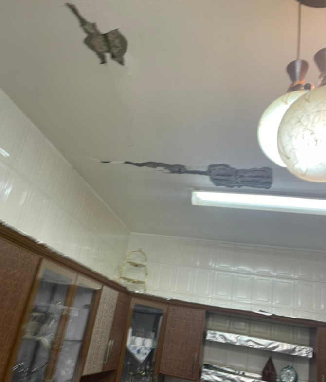 Shrapnel fell on a number of residential areas in Khamis Mushayt and Ahad Rafidah on Friday after several Houthi drones were intercepted. (SPA)