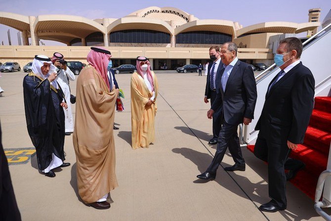Russia’s Foreign Minister Sergey Lavrov arrived in the Saudi capital, in Riyadh on an official visit on Wednesday, March 10, 2021. (SPA)