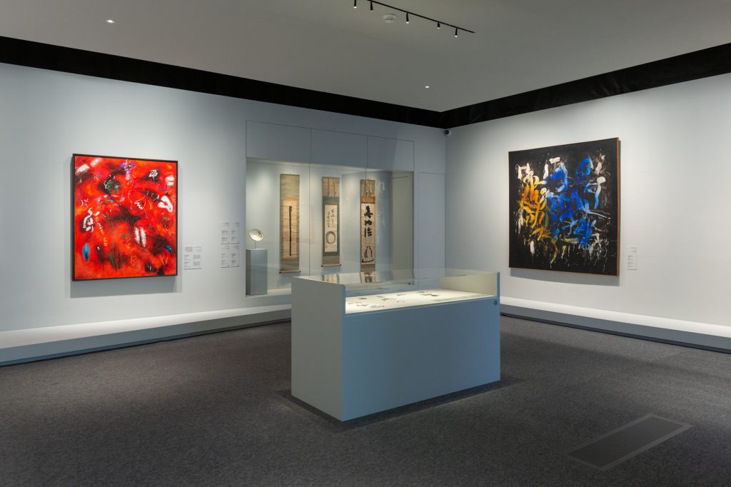 The exhibition is partnership with Centre Pompidou, connecting the languages of image and text through abstraction and calligraphy. (Department of Culture and Tourism – Abu Dhabi/Photo: Thierry Ollivier) 