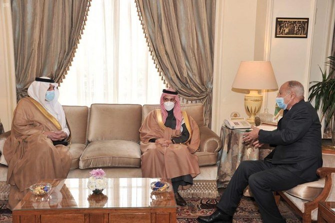Saudi Foreign Minister Prince Faisal bin Farhan met with Arab League Secretary-General Ahmed Aboul Gheit in the Egyptian capital, Cairo on Wednesday, March 3, 2021.
