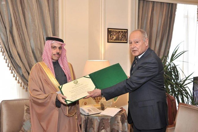Saudi Foreign Minister Prince Faisal bin Farhan met with Arab League Secretary-General Ahmed Aboul Gheit in the Egyptian capital, Cairo on Wednesday, March 3, 2021.