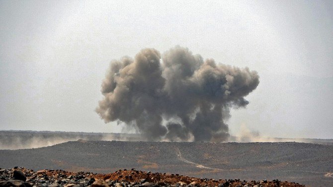 A senior military leader of the Iran-backed Houthi militia was killed in an Arab coalition airstrike last week in the central province of Marib. (File/AFP)