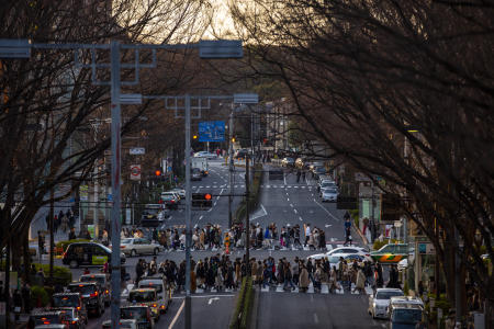 People wearing protective masks to help curb the spread of the coronavirus walk along a pedestrian crossing, Sunday, Feb. 28, 2021, in Tokyo. (AP)