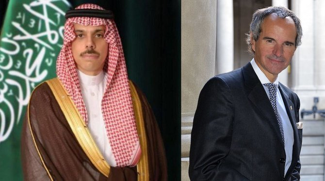 Saudi Arabia's Minister of Foreign Affairs Prince Faisal bin Farhan and Rafael Grossi, head of the International Atomic Energy Agency held a phone call. (File/SPA and Wikidata)