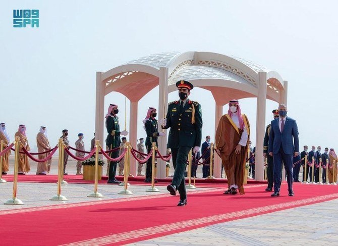 Iraqi Prime Minister Mustafa Al-Kadhimi arrived at King Khalid International Airport in Riyadh. (SPA)