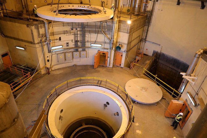 In this Dec. 23, 2019 file photo, technicians work at Iran's Arak heavy water reactor's secondary circuit, 250km southwest of Tehran. (AP file)