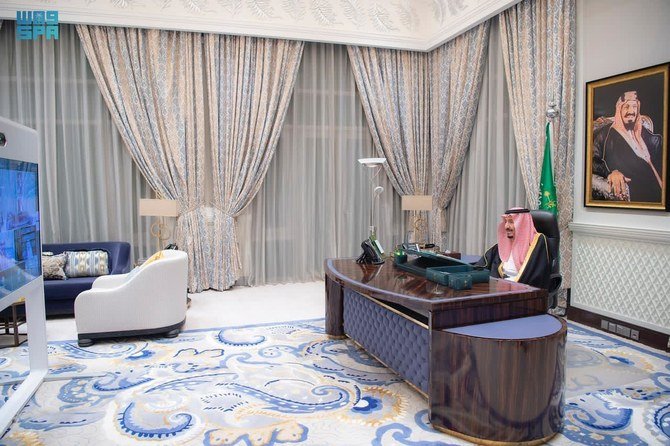 Saudi Arabia’s Council of Ministers held its weekly meeting chaired by King Salman virtually from NEOM. (SPA)