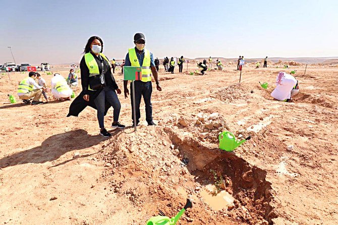 The campaign focused on planting native tree species which have adapted to Saudi Arabia’s environment and require limited irrigation. (Supplied)