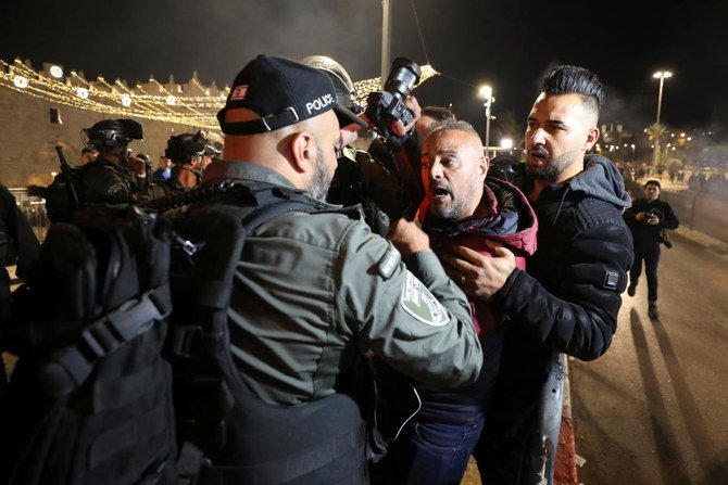 Tensions were fueled by the arrival of far-right Jews at the end of a march. (Reuters)