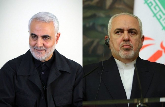 Qassem Soleimani (left), who led Iran's Quds Force, had a direct role in the regime's broader diplomatic policies, Zarif is reported to claim in an unpublished interview. (AFP/Files)