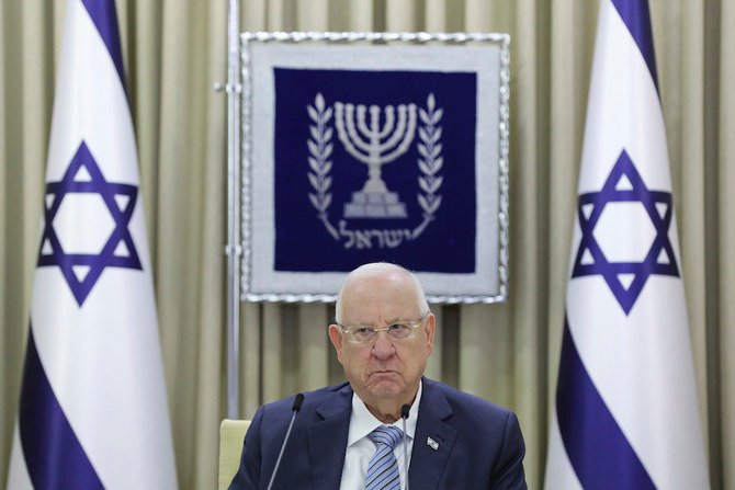 Israeli President Reuven Rivlin at his residence in Jerusalem, Monday, April 5, 2021.