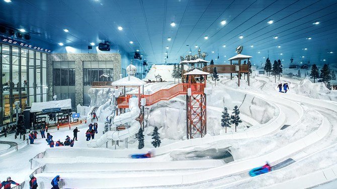 Mall of Saudi will also include the largest ski slope and snow park in the Middle East, luxury hotels and branded residences covering approximately 2,000 keys and on a 214,000 square meter area. Image is of ski slope at Mall of Egypt. (Supplied)