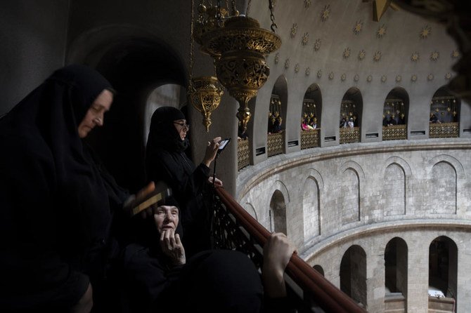 Thousands of Christians have gathered in Jerusalem for the ancient fire ceremony that celebrates Jesus’ resurrection. (AP)