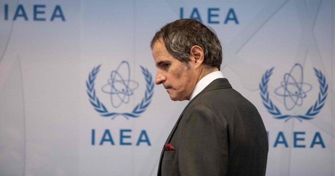 Rafael Grossi, Director General of the International Atomic Energy Agency said Iran was enriching uranium at purity levels that “only countries making bombs are reaching..” (File/AFP)