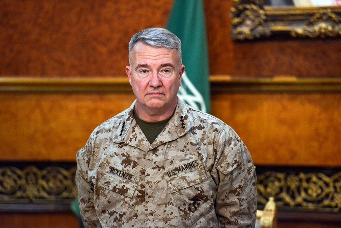 US Marine Corps General Kenneth F. McKenzie Jr., Commander of the US Central Command (CENTCOM), poses for a picture during his visit to a military base in al-Kharj in central Saudi Arabia on July 18, 2019. (File/AFP)