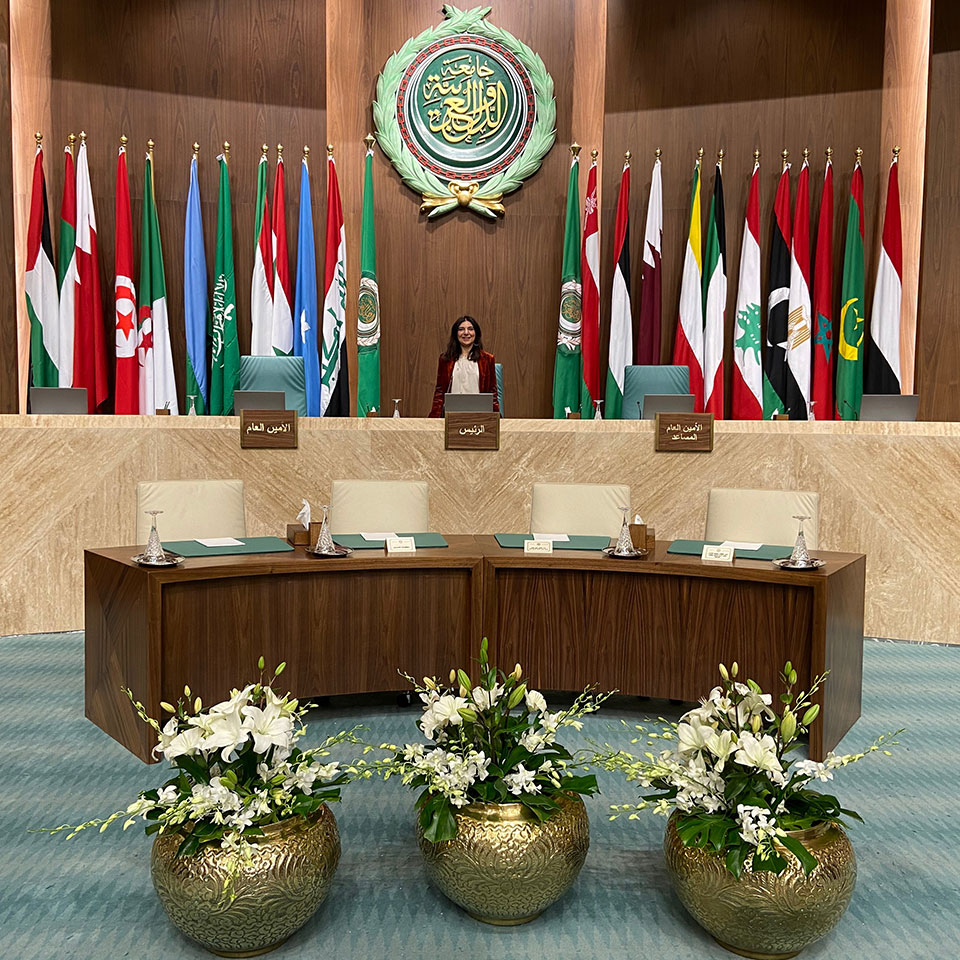 The renovation of the Arab League Hall, constructed in 1955, by International Designer Nada Debs in Cairo, Egypt. (Nada Debs)