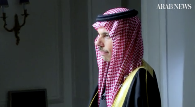 Prince Faisal bin Farhan said the Saudi position on Palestine was clear, namely reaching a permanent solution according to the Arab initiative and a Palestinian state based on 1967 borders, with East Jerusalem as the capital. (Screenshot)