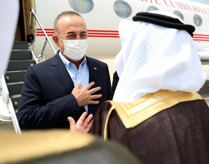 Turkish Foreign Minister Mevlut Cavusoglu arriving in Riyadh. (Twitter)