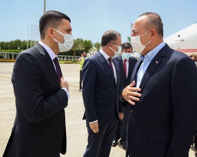 Turkish Foreign Minister Mevlut Cavusoglu arriving in Riyadh. (Twitter)