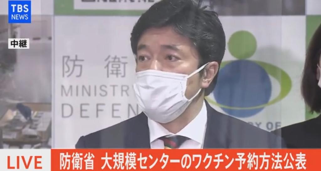 A screen grab of Japanese deputy minister of defense Nakayama speaking to reporters on May 12 clarifying his tweet that branded Hamas as a terrorist organization, and supporting Israel’s missiles against targets in Gaza.  (Courtesy of TBS)