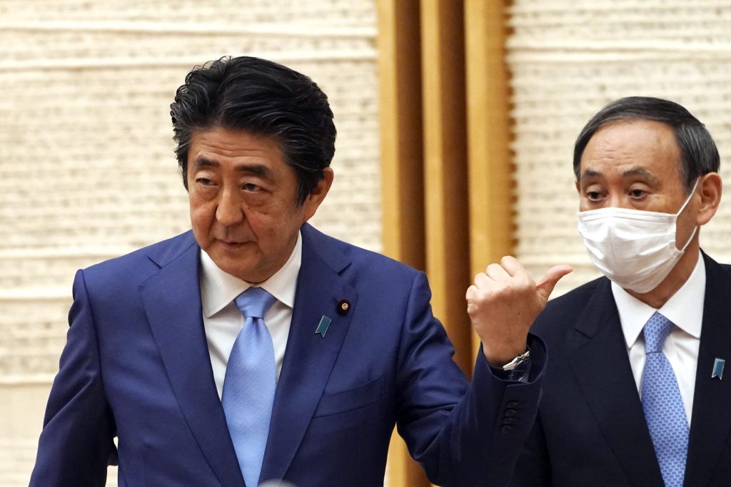 Suga and Abe exchanged opinions for some 30 minutes at Abe's office in the building for lawmakers of the House of Representatives, the lower chamber of parliament. (AFP)