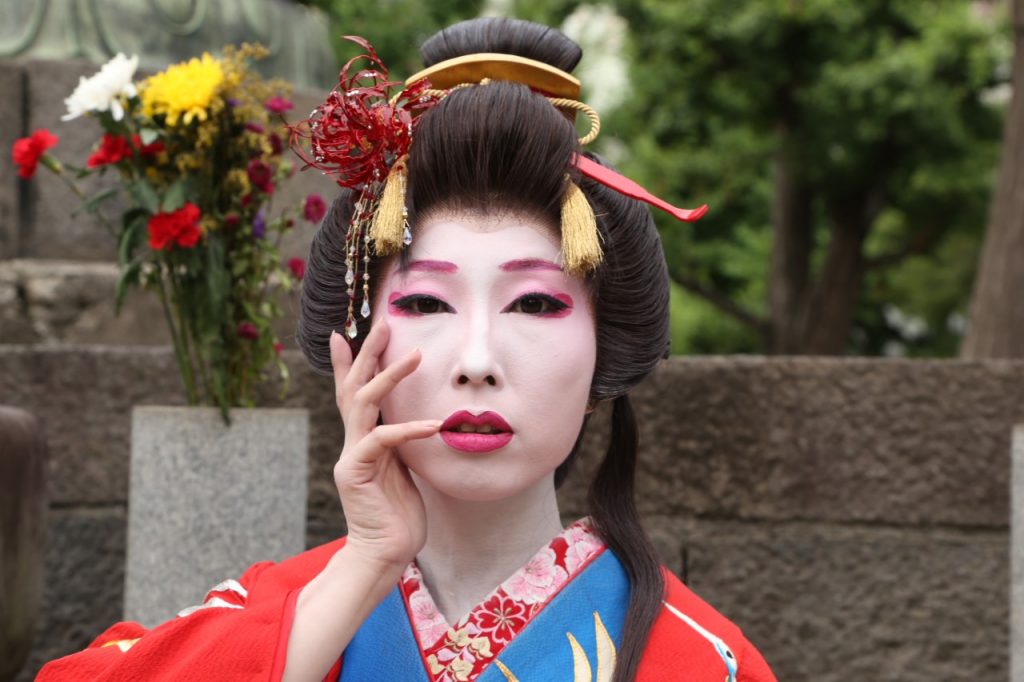Tomomitsu is a Japanese woman who carries on the Oiran tradition in the Yoshiwara district of Tokyo. Photo: (ANJ/Pierre Boutier)