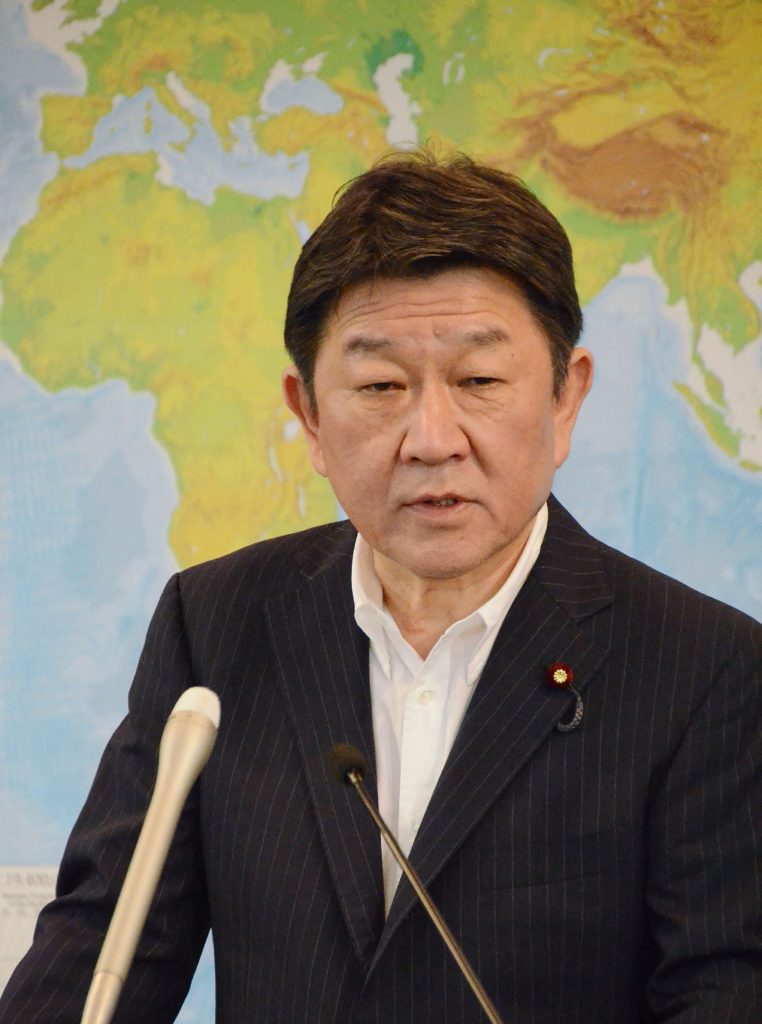 Japan's Foreign Minister Toshimitsu Motegi speaks during a press conference at the Foreign Ministry in Tokyo on Tokyo's move to donate more than one million doses of the AstraZeneca coronavirus vaccines to Taiwan, June. 4, 2021,  (File photo/AFP)