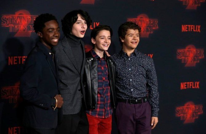 Cast members (L-R) Caleb McLaughlin, Finn Wolfhard, Noah Schnapp and Gaten Matarazzo at the premiere of the second season of the TV series Stranger Things, Los Angeles, Oct. 26, 2017. (Reuters)