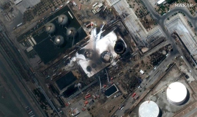 The fire that tore through an oil refinery in the Iranian capital had been brought under control on June 3, but was still not completely extinguished. (AFP)
